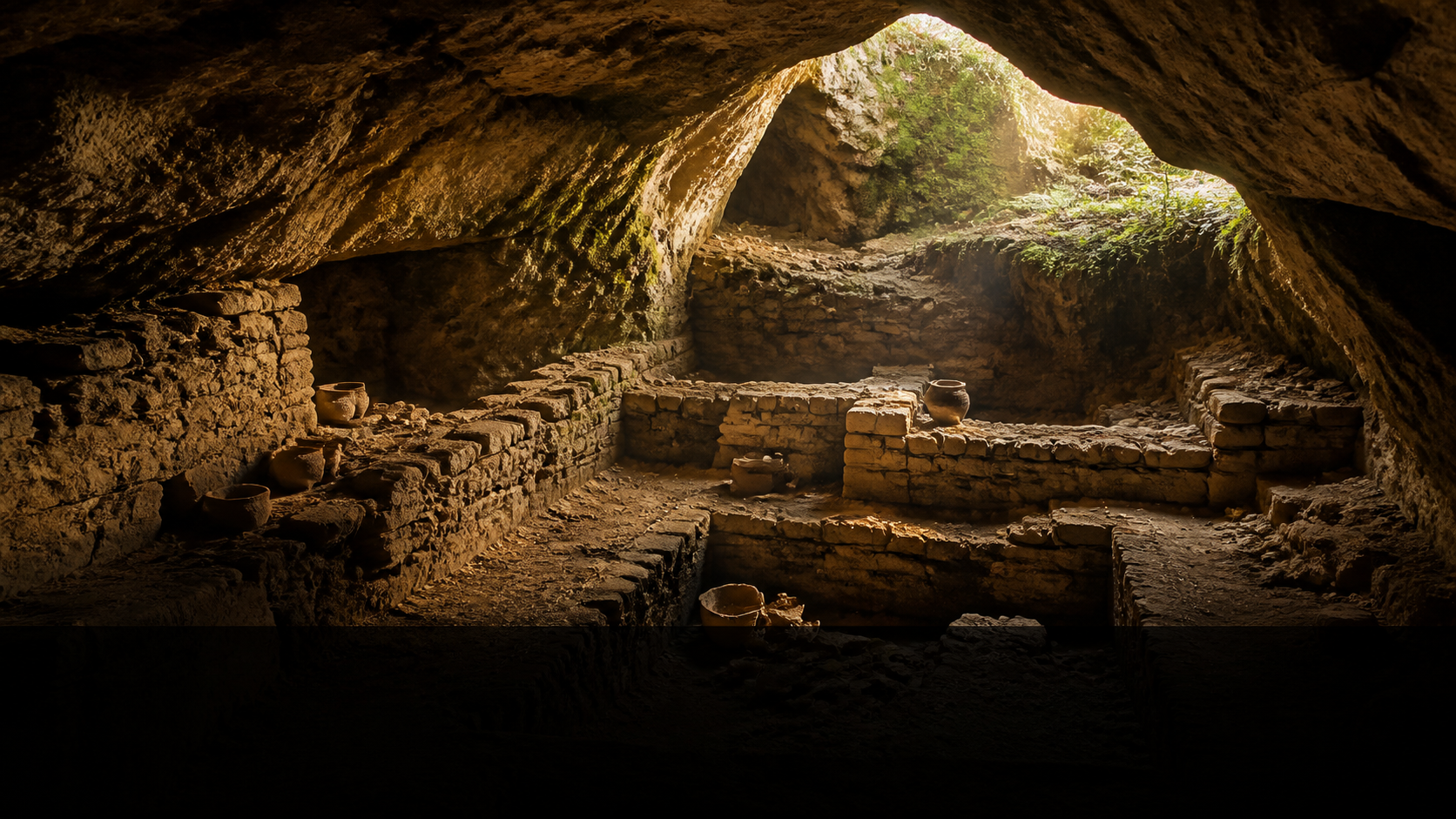 Archäologische Ausgrabung in einer verborgenen Höhle