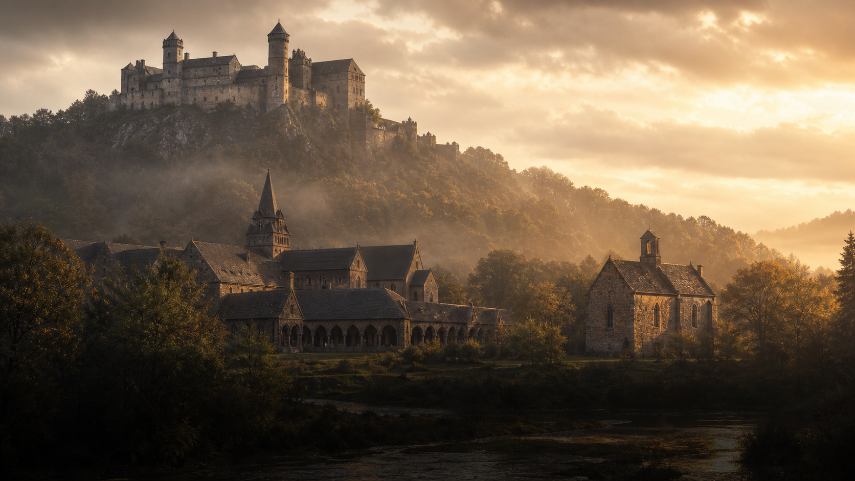 Mittelalterliche Burg und Kloster
